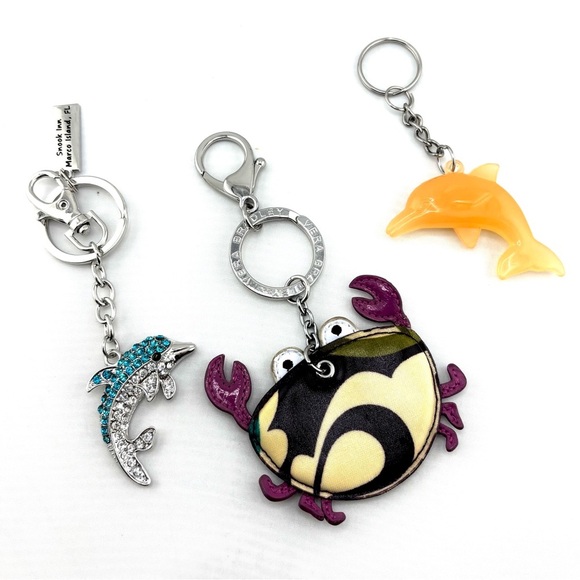 Vera Bradley Accessories - Vera Bradley Coastal Sea Life Keychain Bundle - Lot of 3 (Crab & Dolphins)